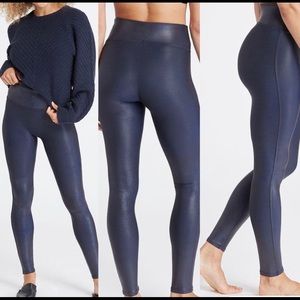 SPANX faux leather leggings blue Large